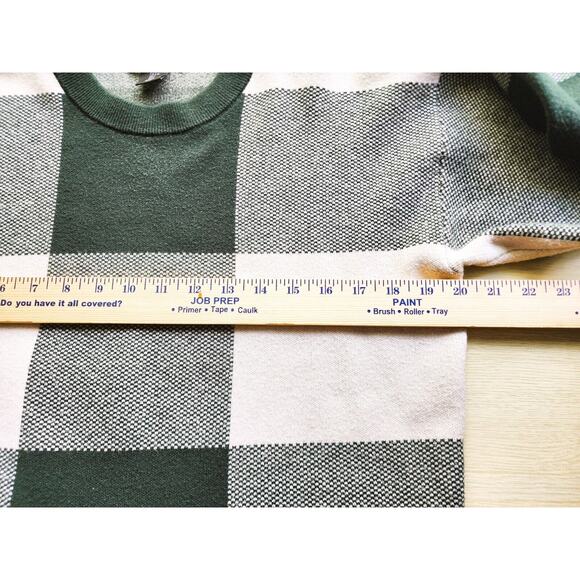 SWEATER-TAHARI-Forest Green-Plaid Square-Different Knits-Long Sleeves-Size Large - Picture 8 of 12